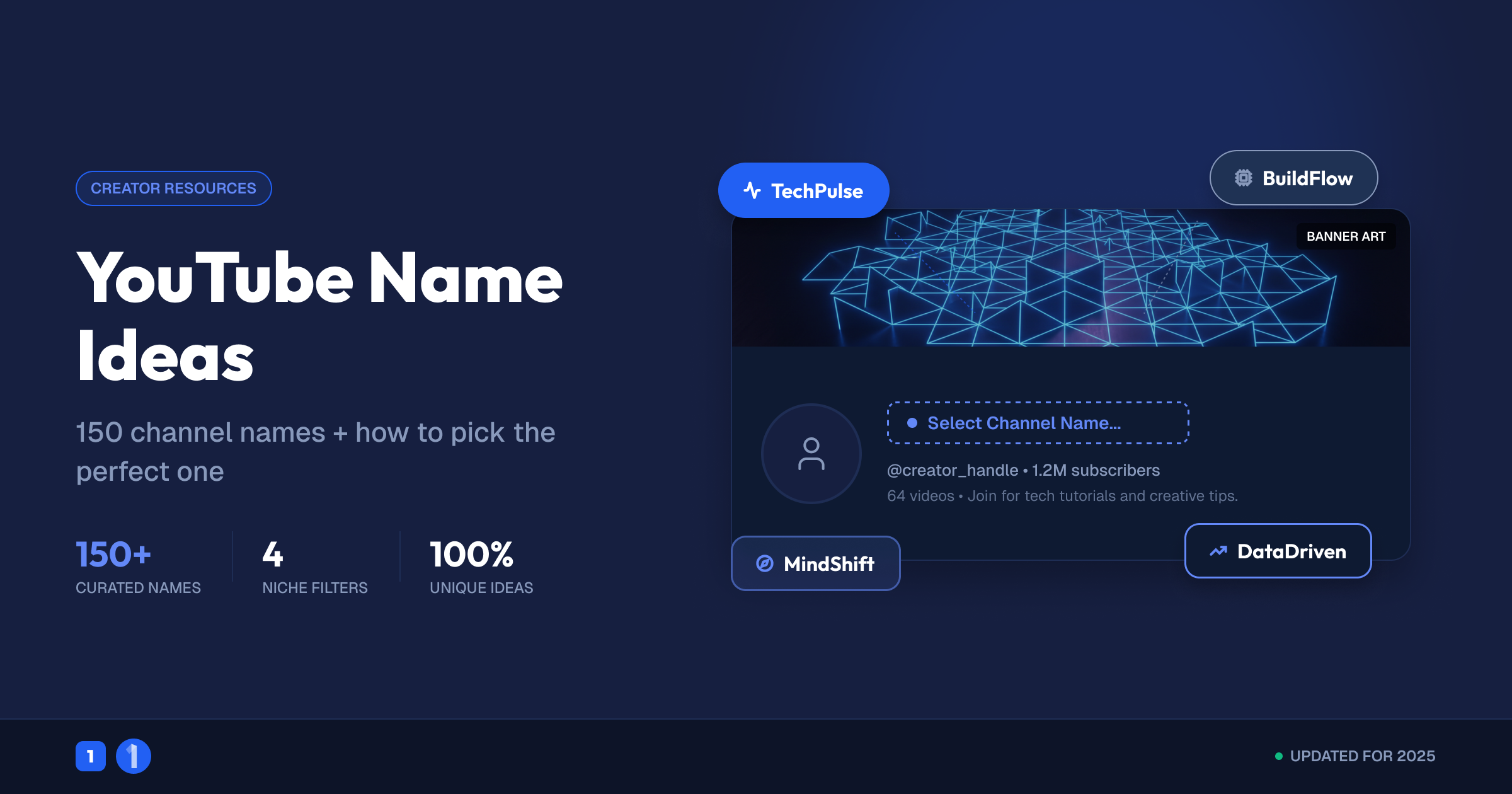 YouTube name ideas concept showing a channel banner with placeholder names being compared