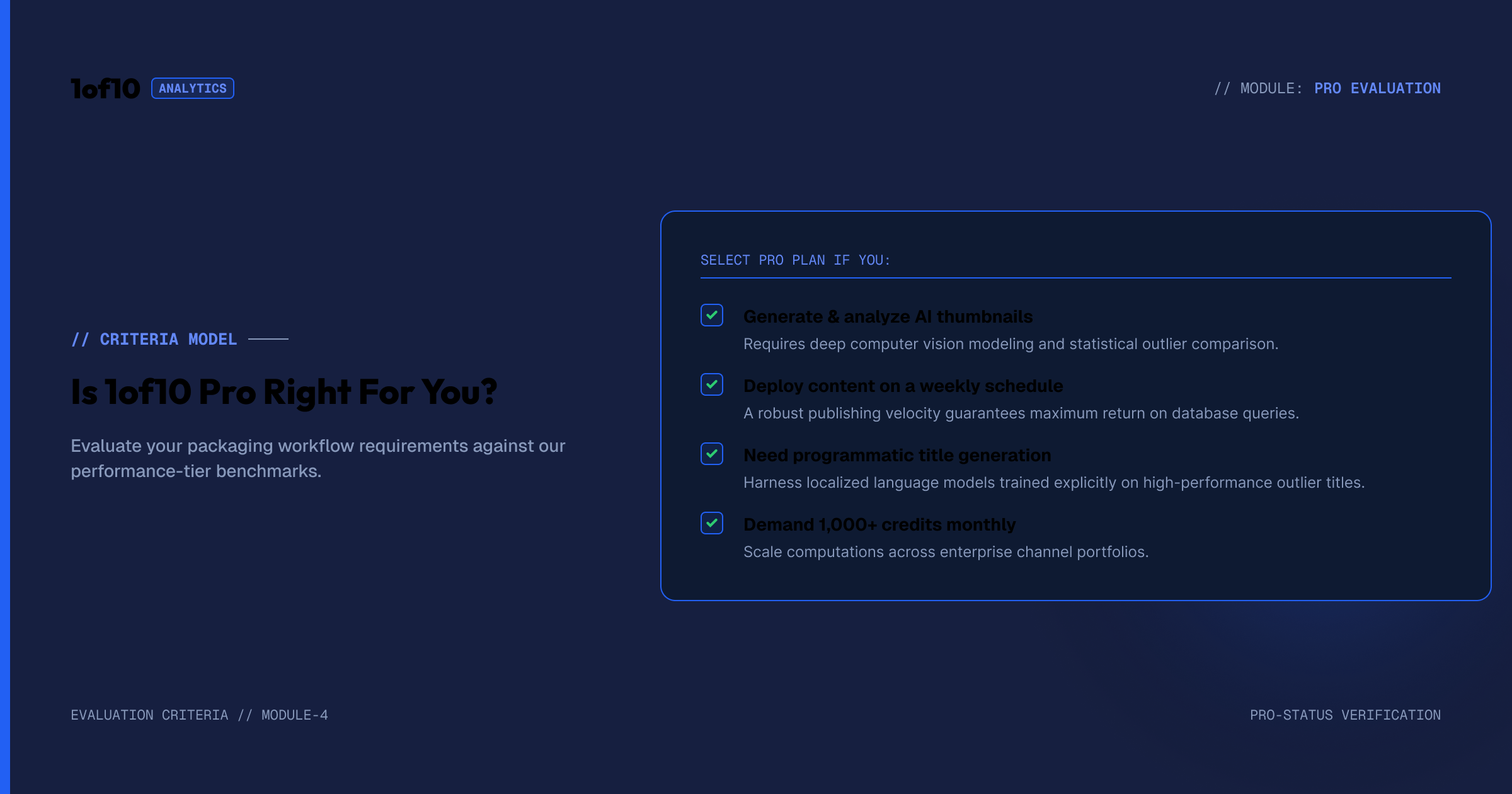 Checklist: pick 1of10 Pro if you use AI and upload weekly