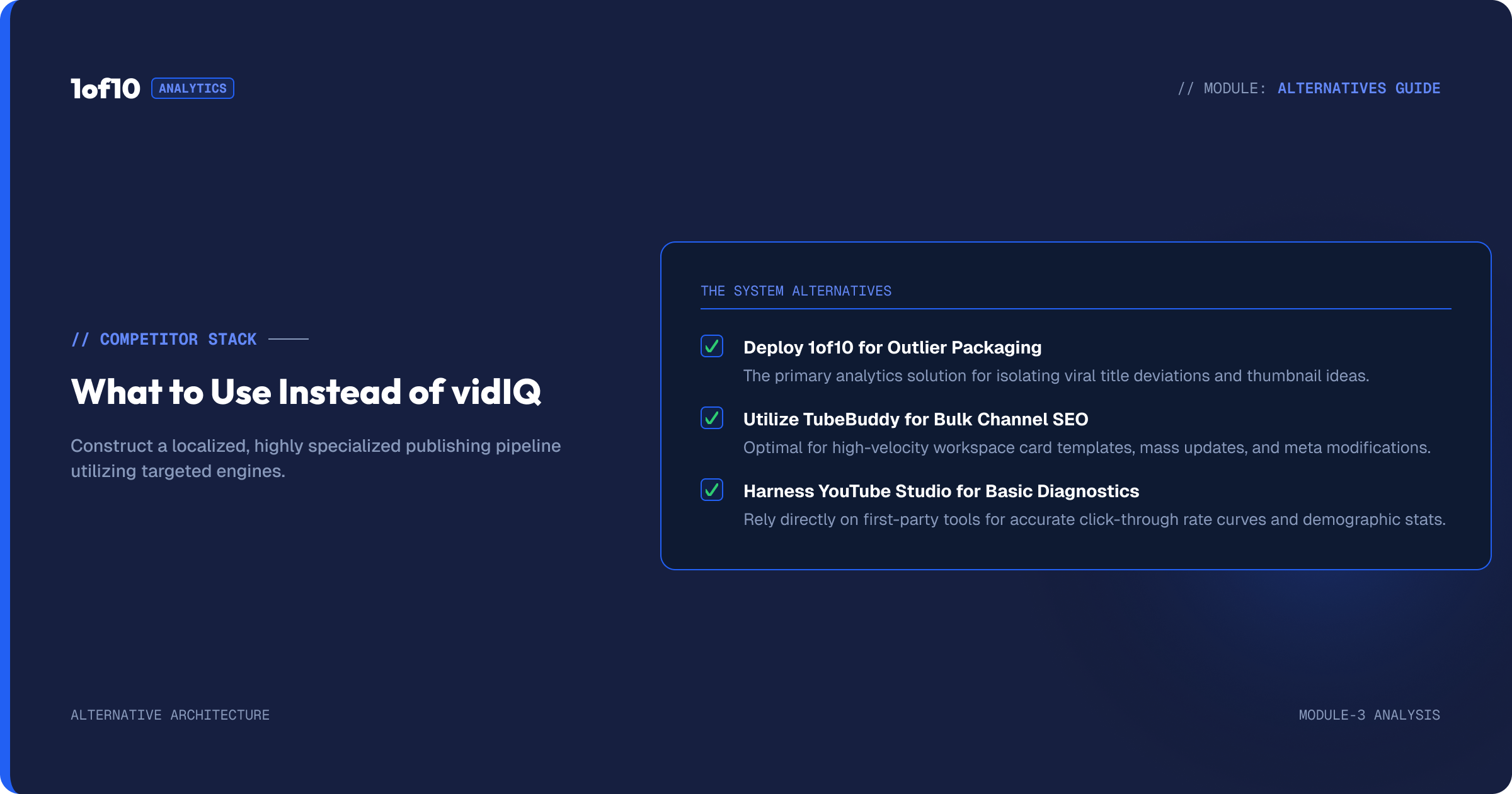 Checklist: what to use instead of vidIQ