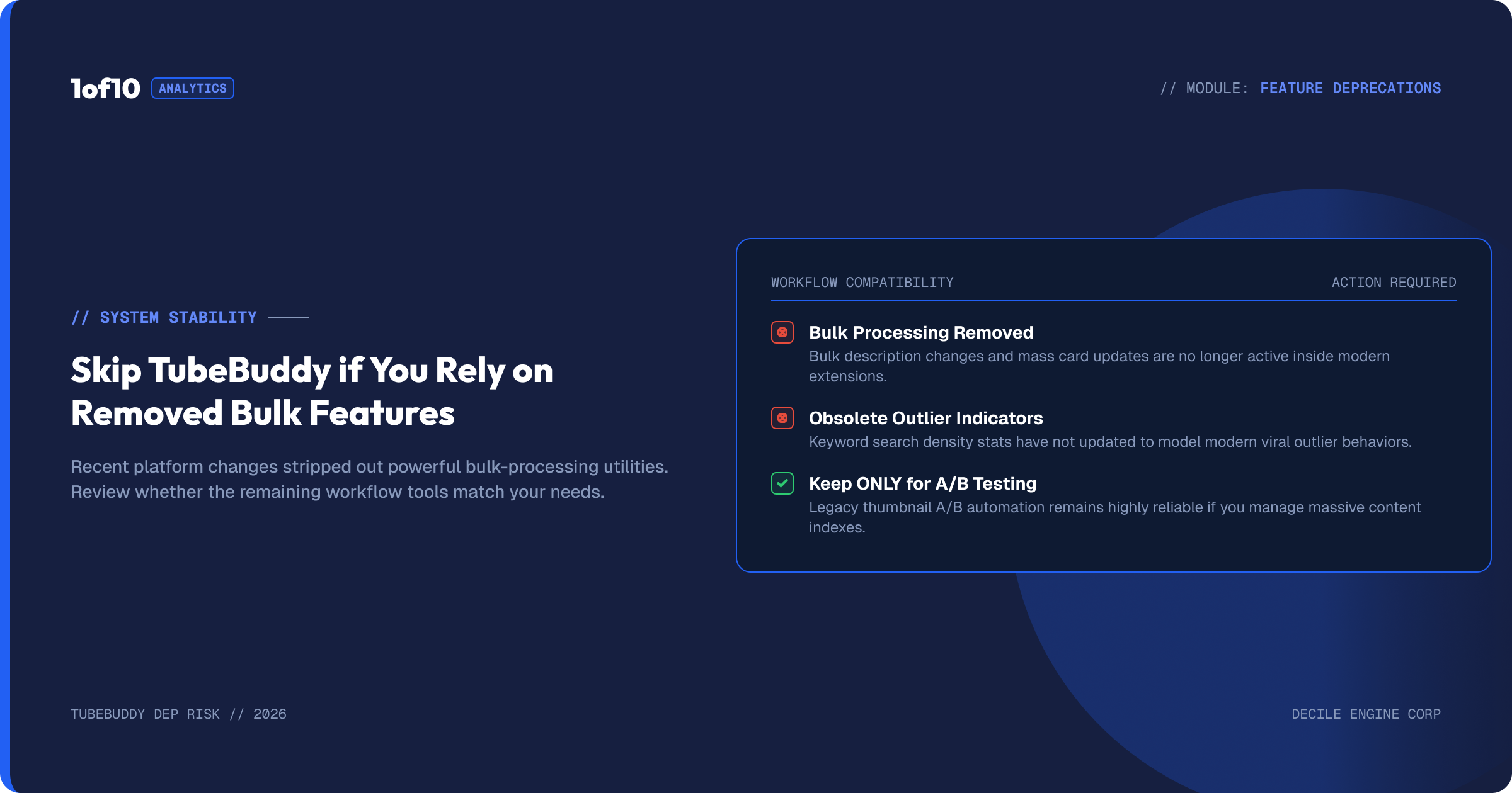 Checklist: skip TubeBuddy if you rely on removed bulk features
