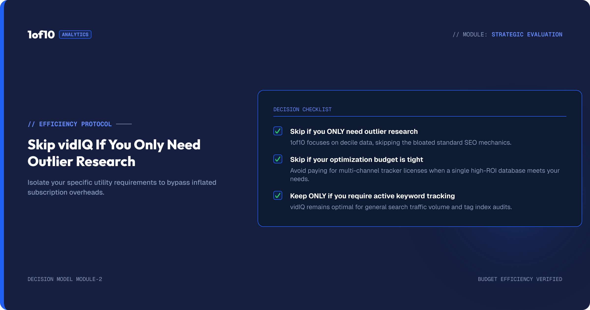 Checklist: skip vidIQ if you only need outlier research