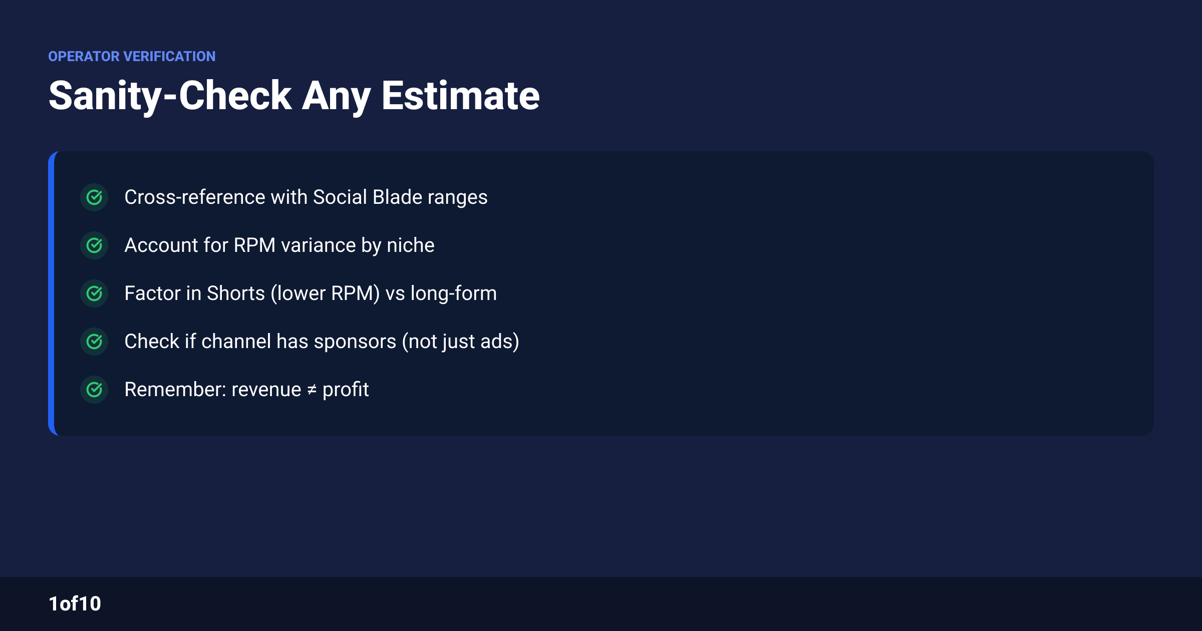 Checklist: sanity-check any earnings estimate