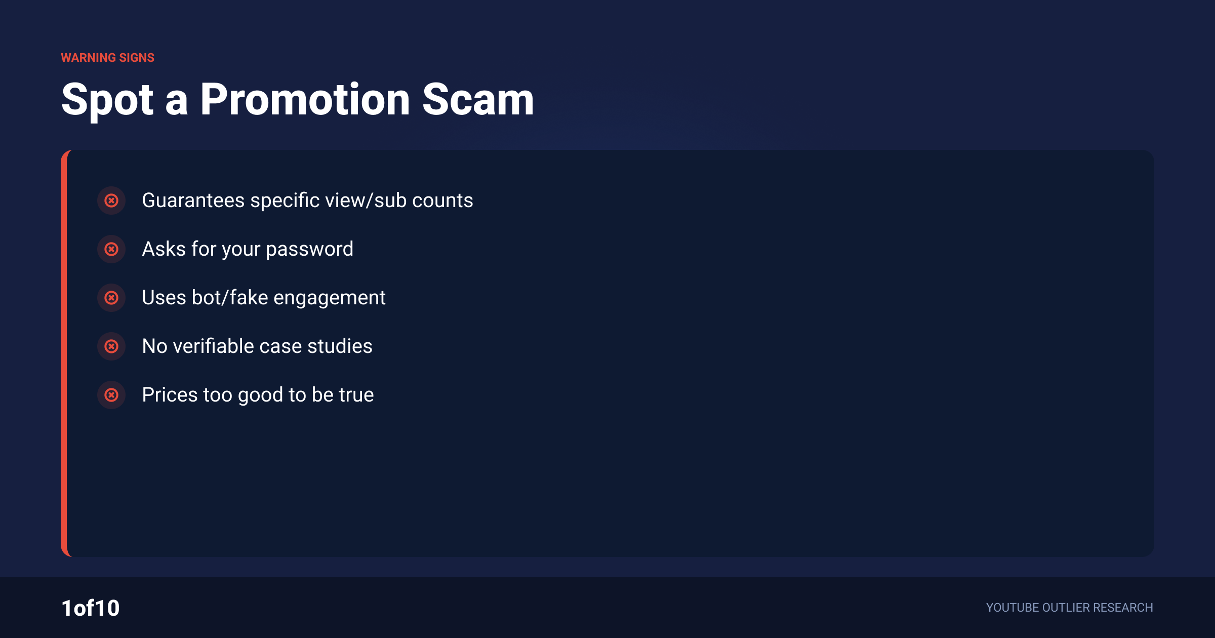 Checklist: spot a YouTube promotion scam