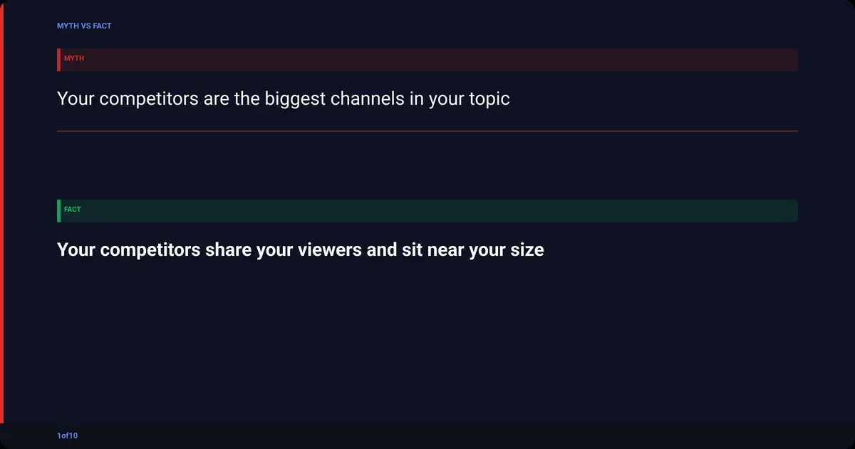 Myth versus fact: Your competitors are the biggest channels in your topic. Your competitors share your viewers and sit near your size