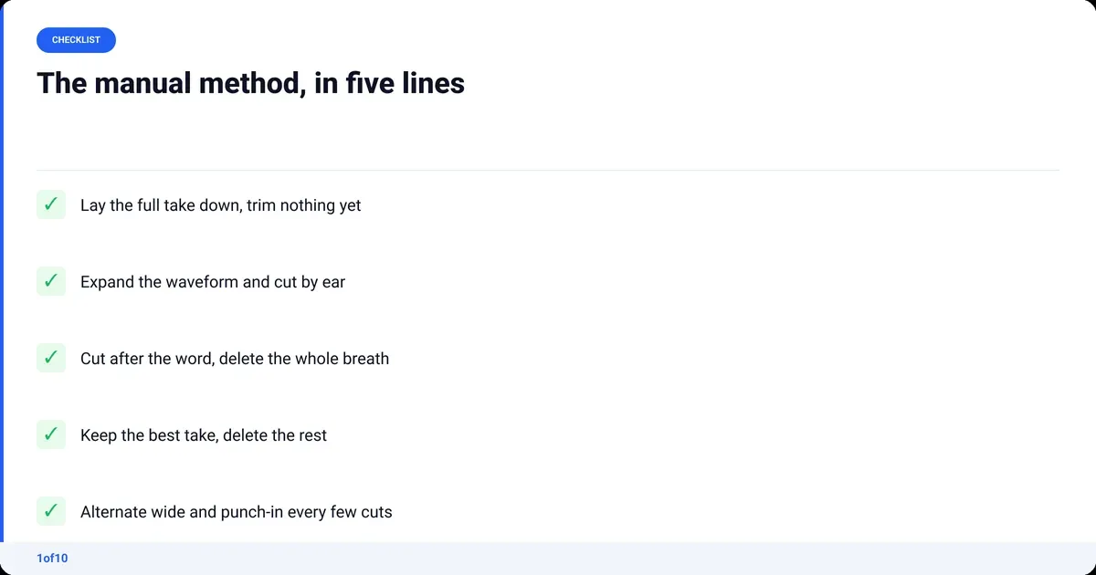 Checklist: The manual method, in five lines