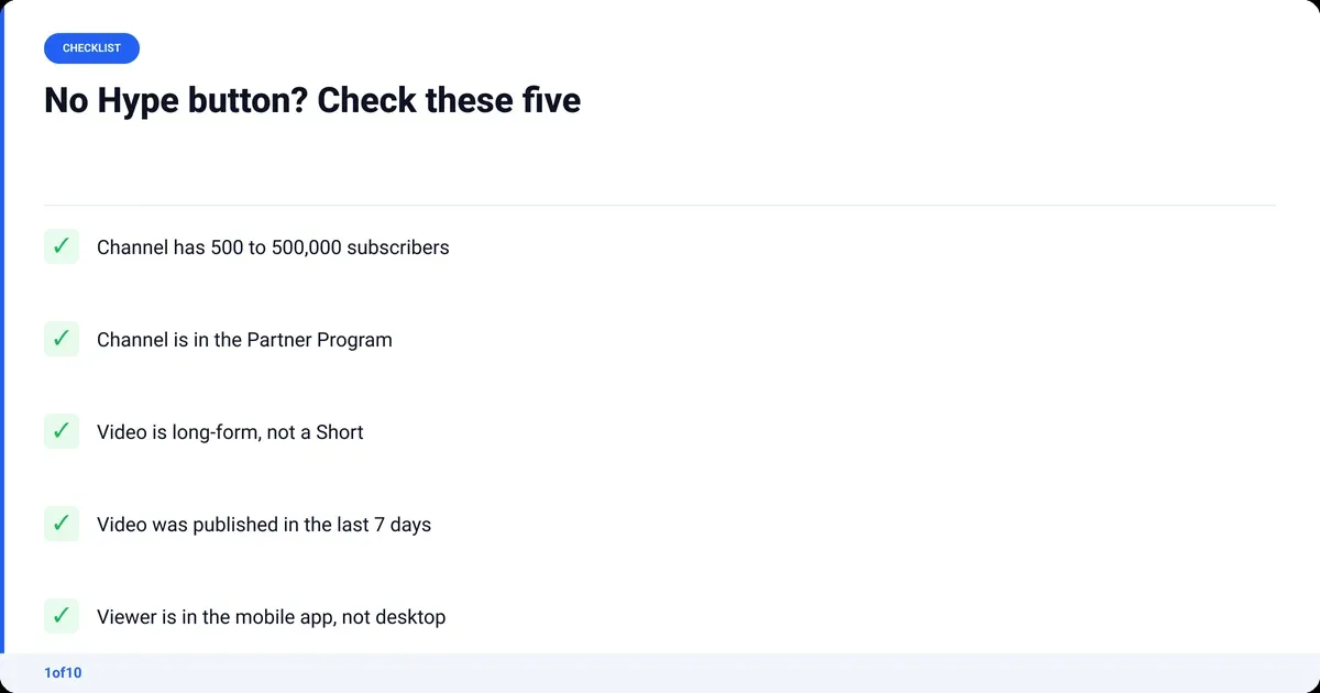 Checklist: No Hype button? Check these five