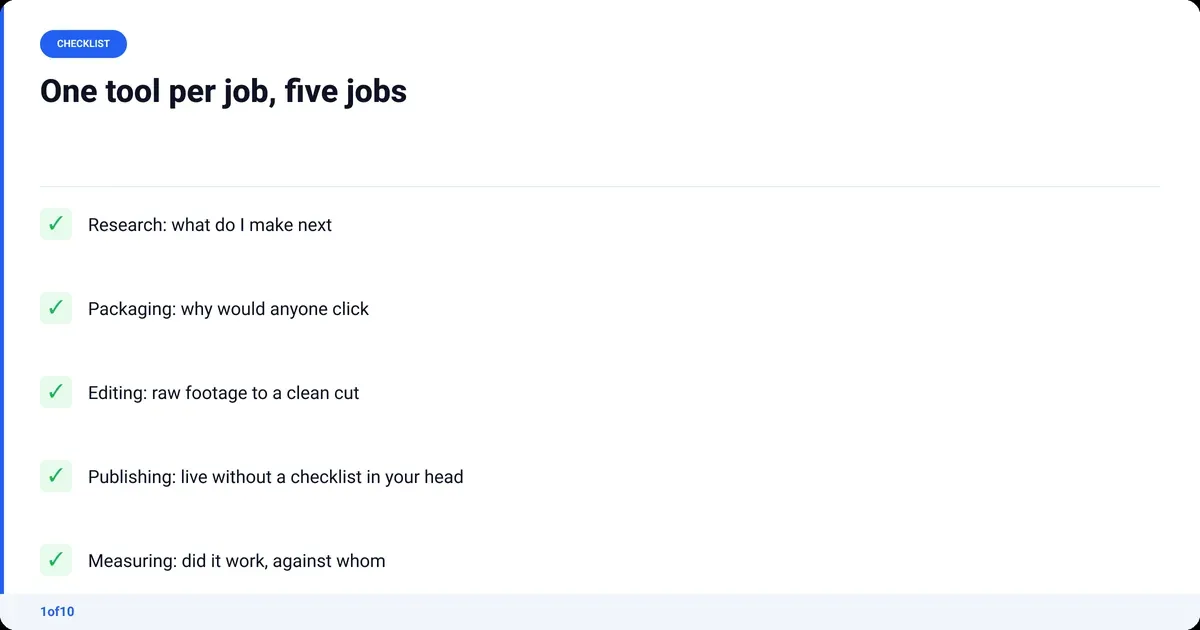 Checklist: One tool per job, five jobs