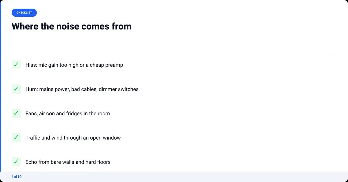 Checklist: Where the noise comes from